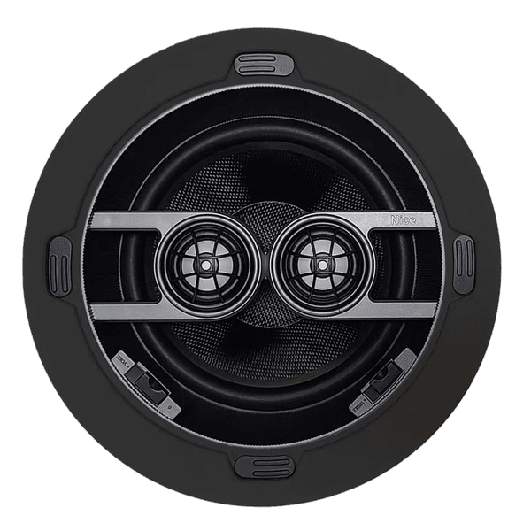 Circular in-ceiling speaker with two tweeters