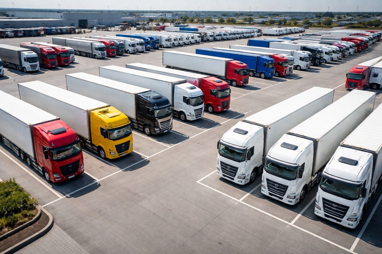 Man sitting in a car next toboxes