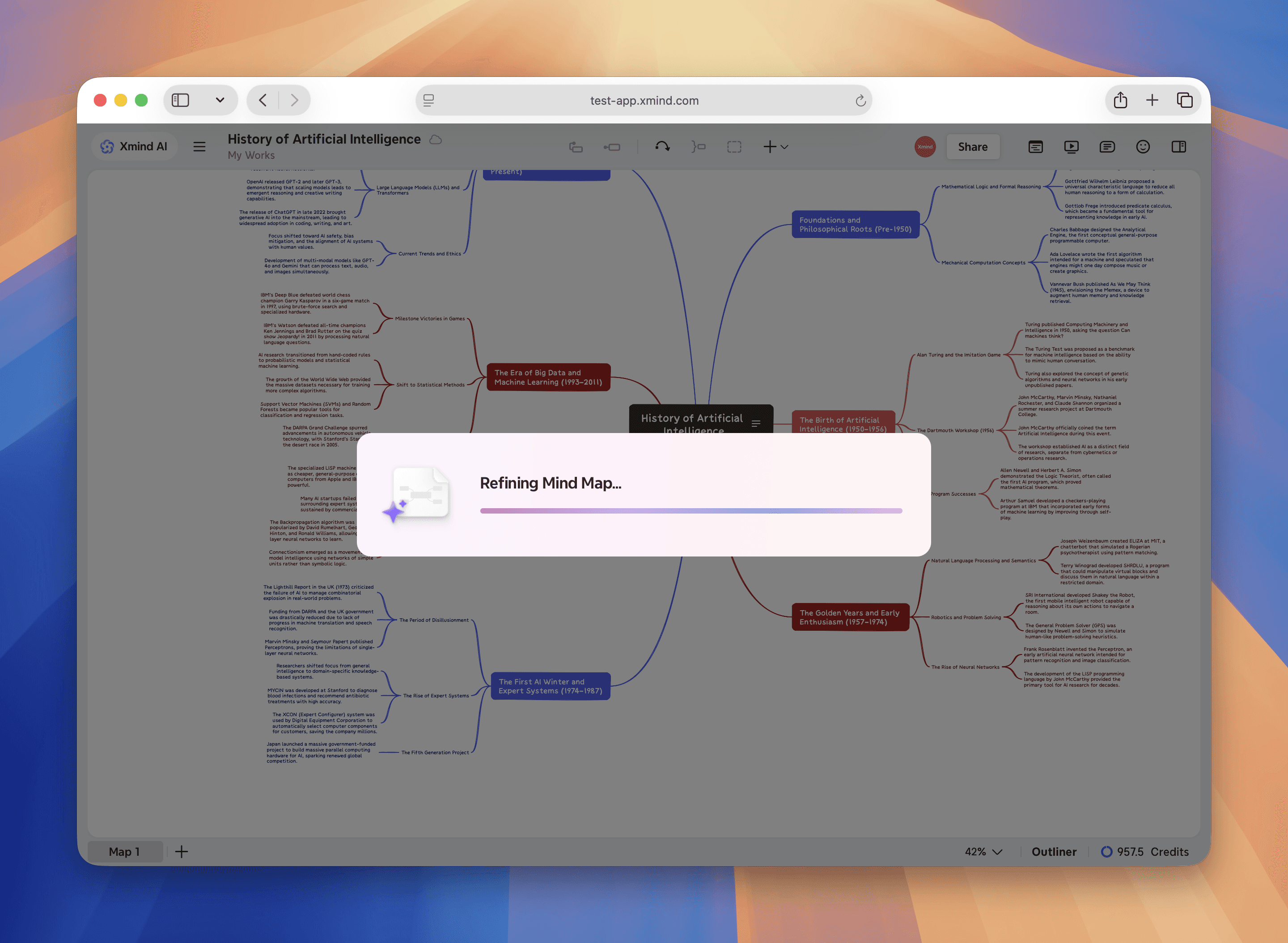 Screenshot of Xmind mind map refining.