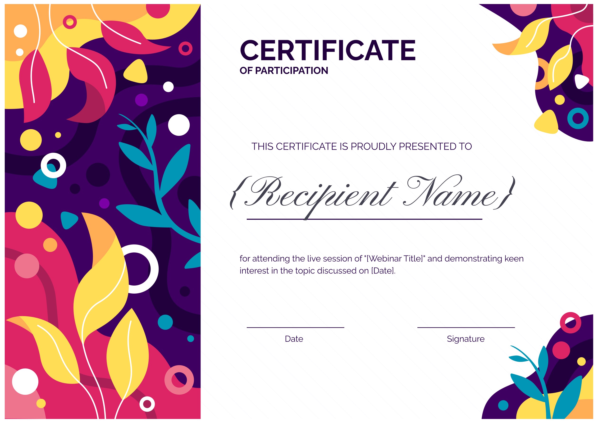 Wauld - Animated and bright webinar participation certificate template