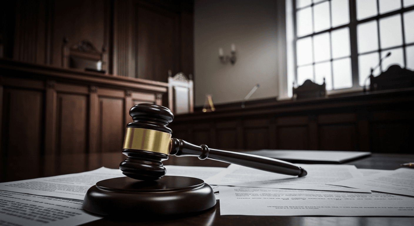 Judge’s gavel with legal papers