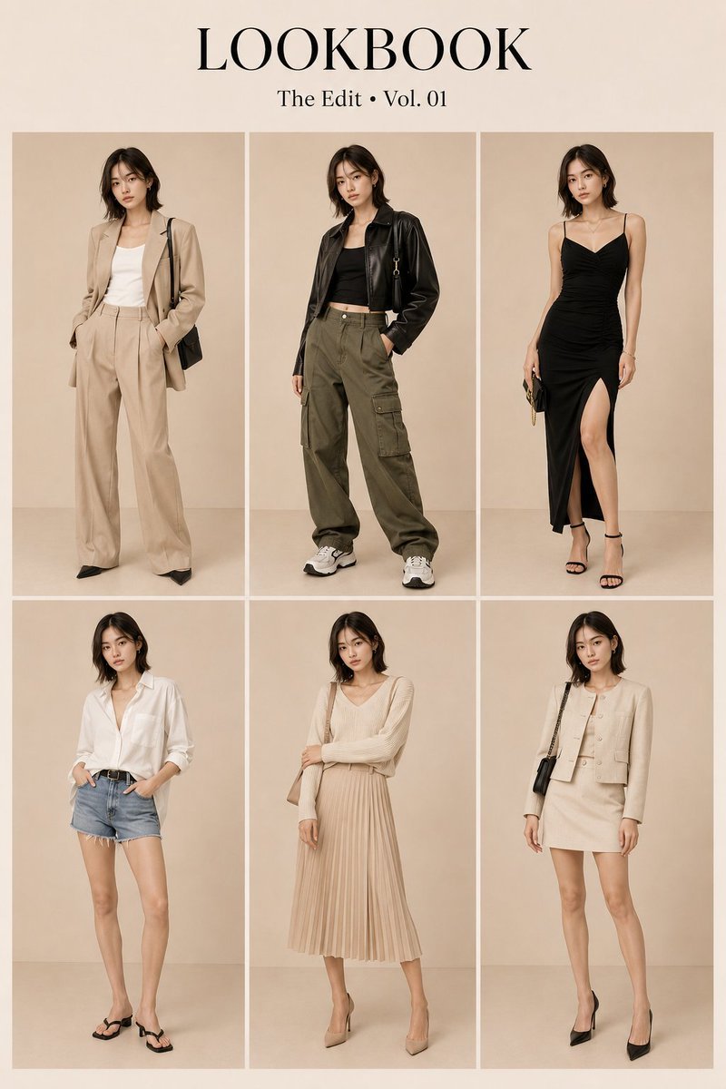 Korean Fashion Lookbook Grid Prompt