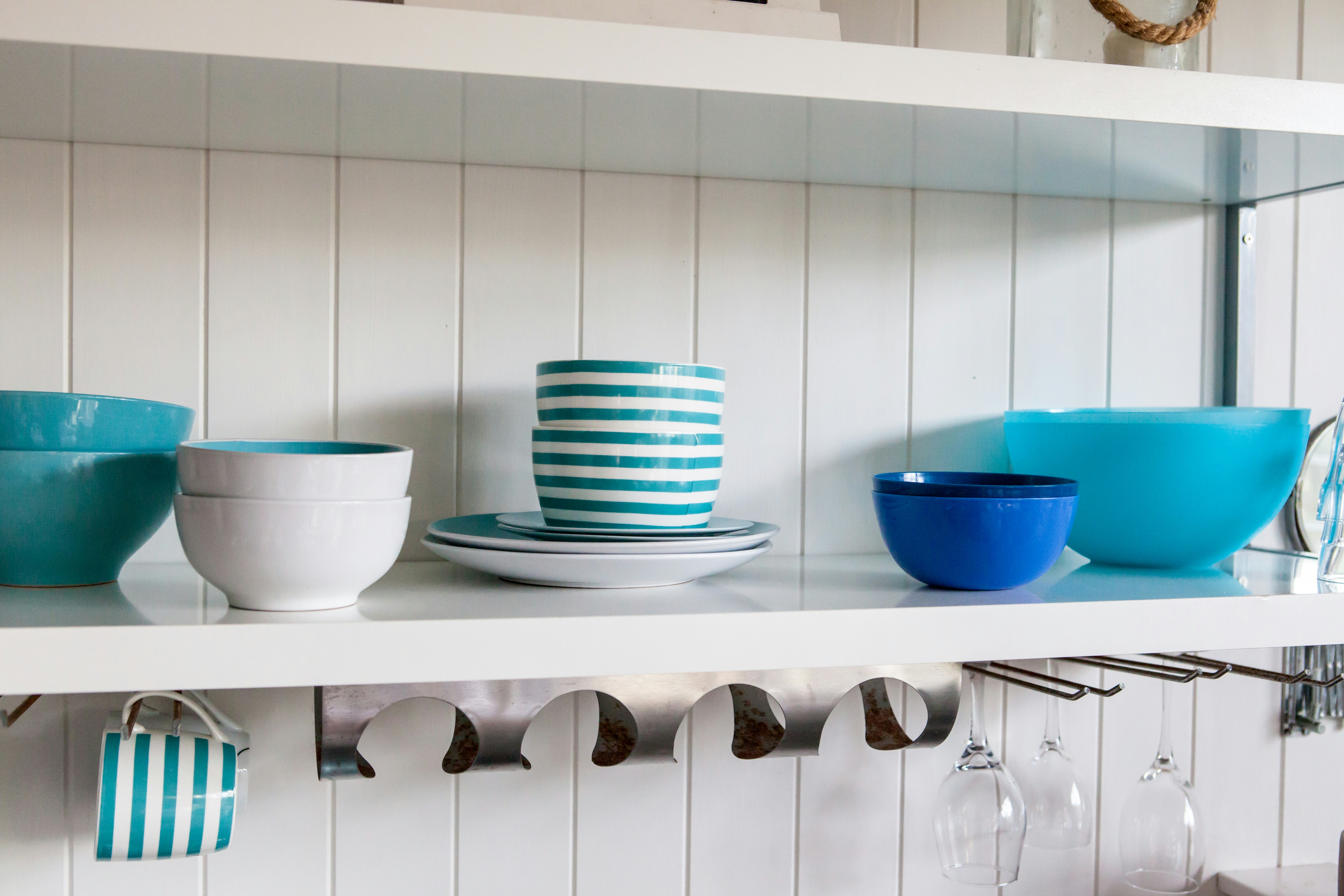 The Modern Farmhouse Kitchen With White shelve.