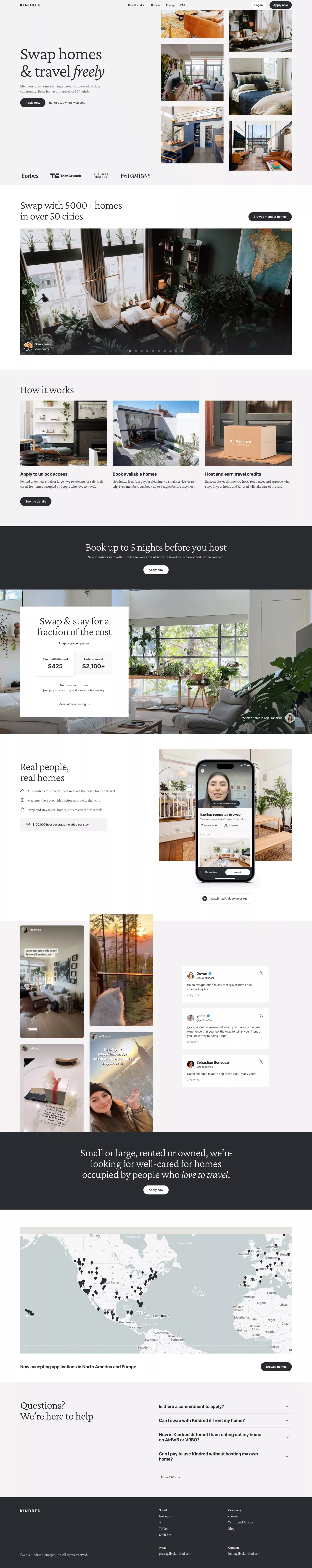 Trusted Home Swapping and Exchange Commu landing page screenshot showcasing Travel and Architecture design