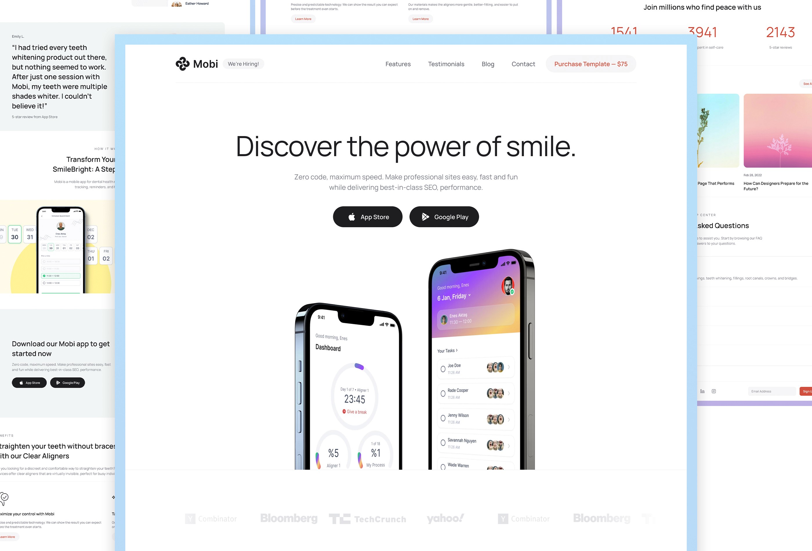 Mobi Mobile App Landing Page Framer Template