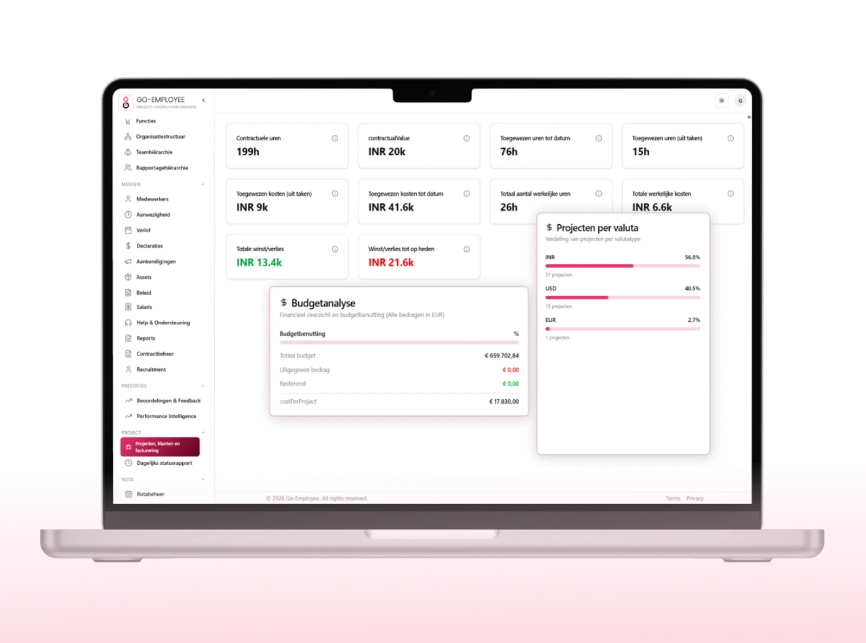Go Employee clients & project profit/loss track