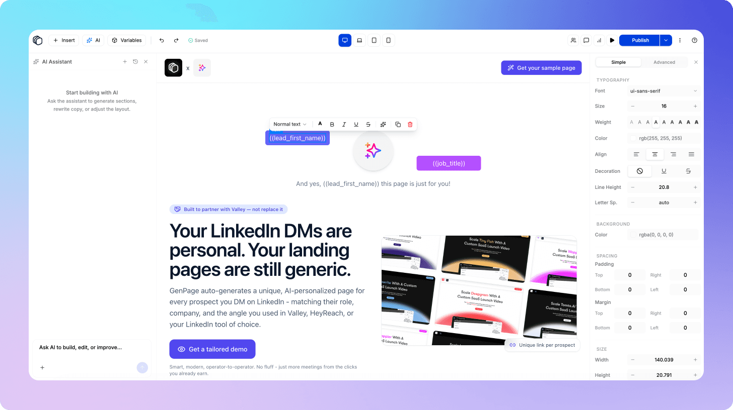 GenPage's new AI-native personalized landing page builder