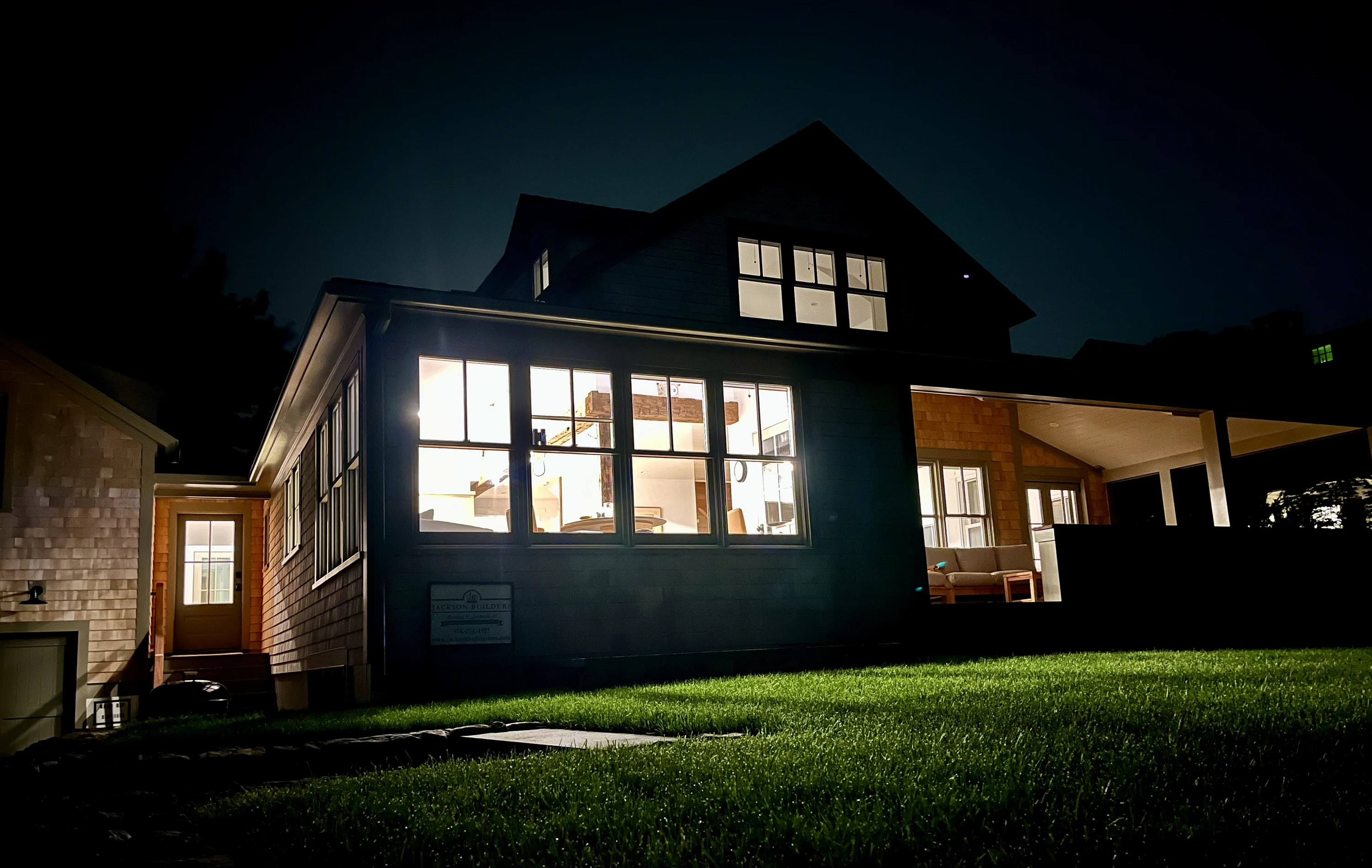 Night time exterior shot of house
