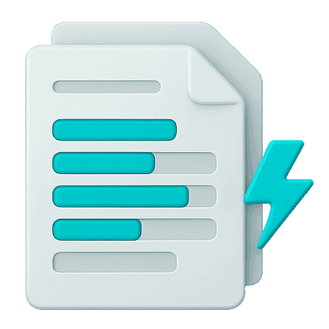 Form with lightning bolt, auto-completing in minutes.