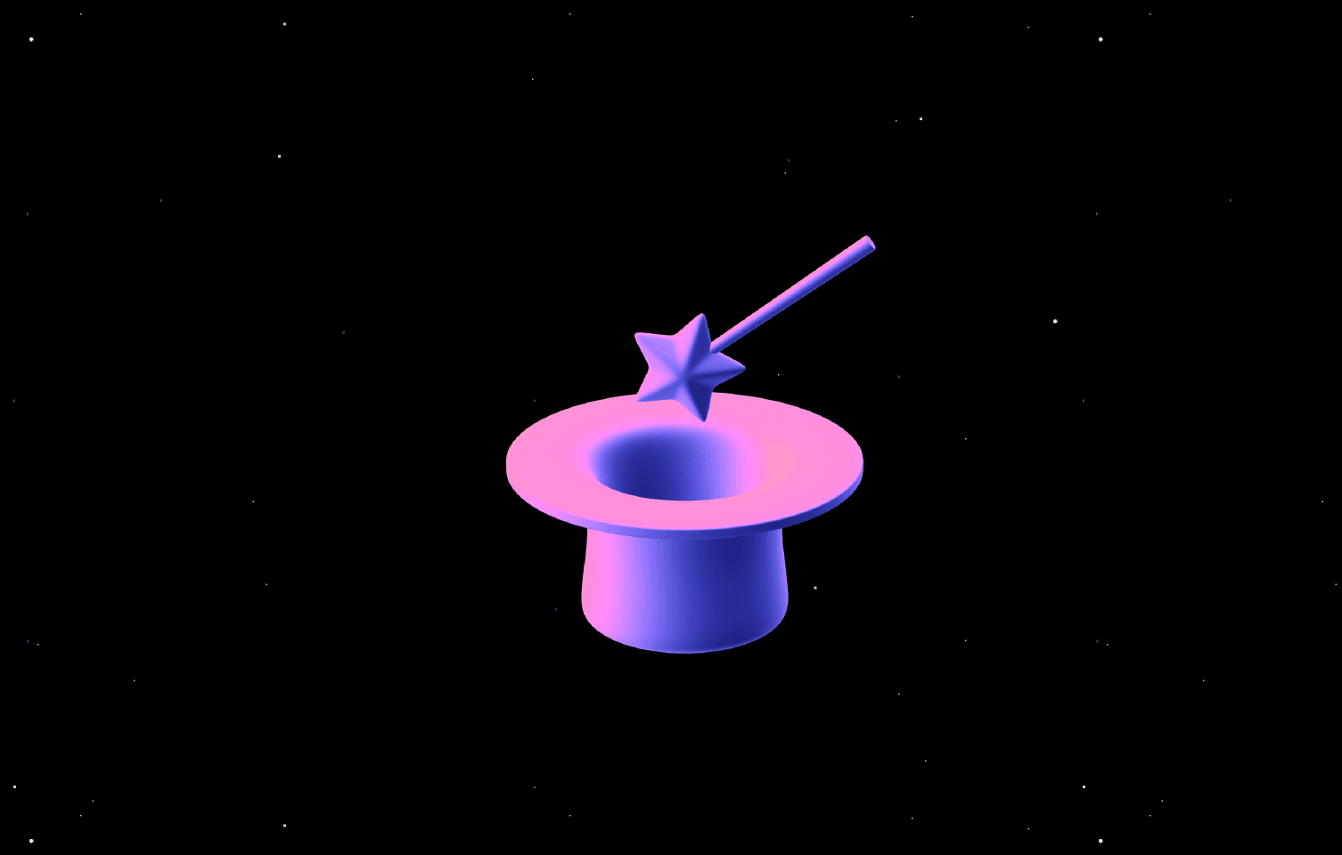 3D purple magic hat icon