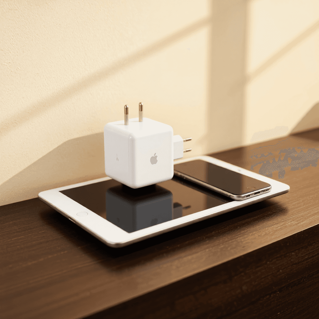 product photography of a wall charger