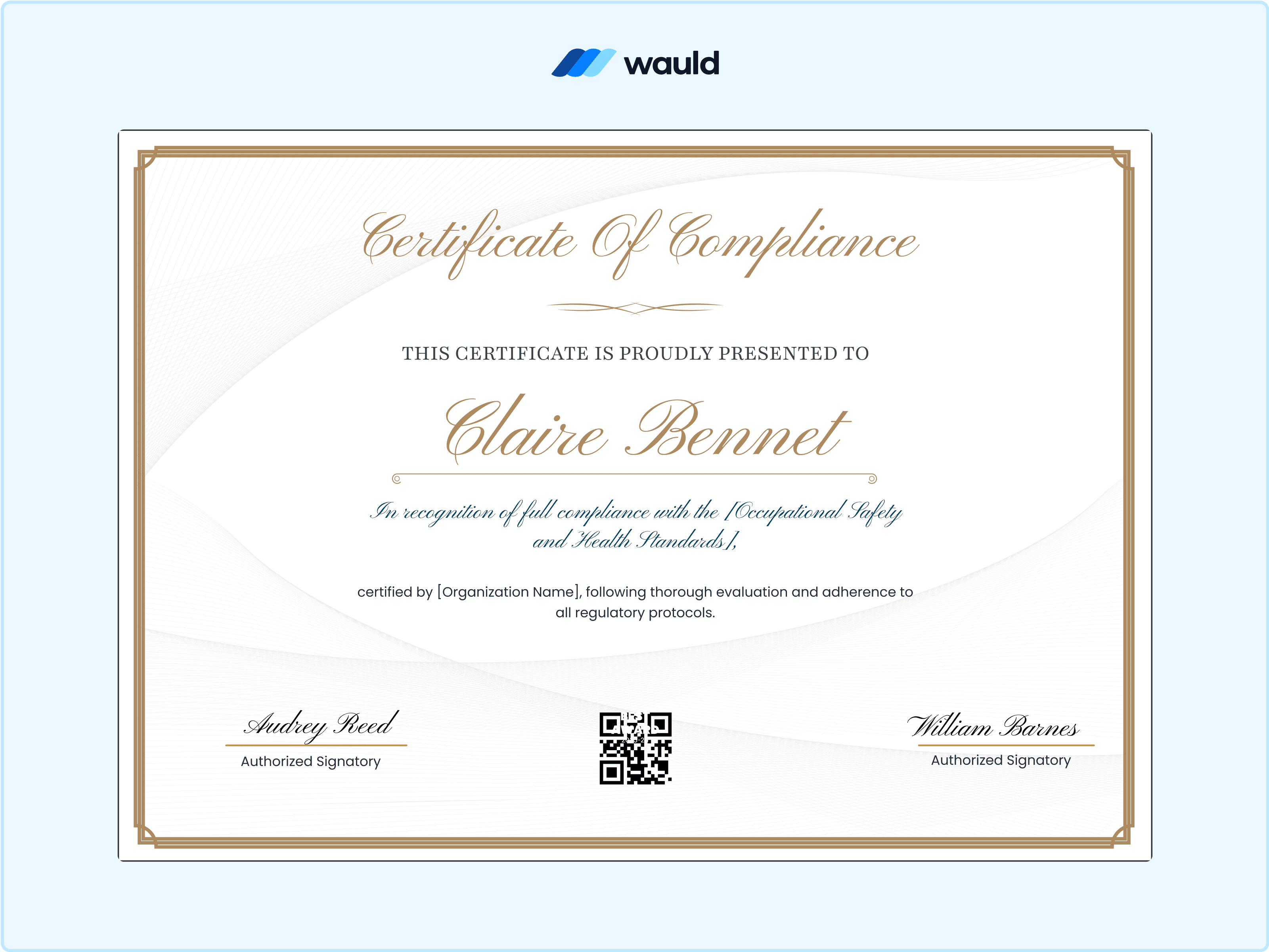 Wauld - Elegant certificate of compliance template&nbsp;&nbsp;