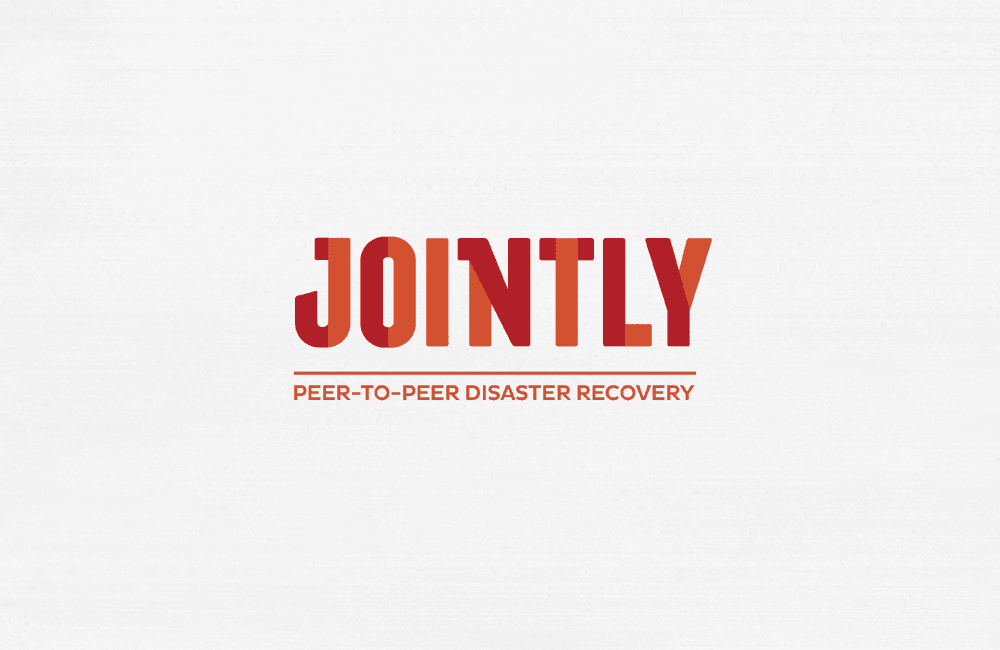 An orange logo with text: Jointly Peer-to-peer disaster recovery.