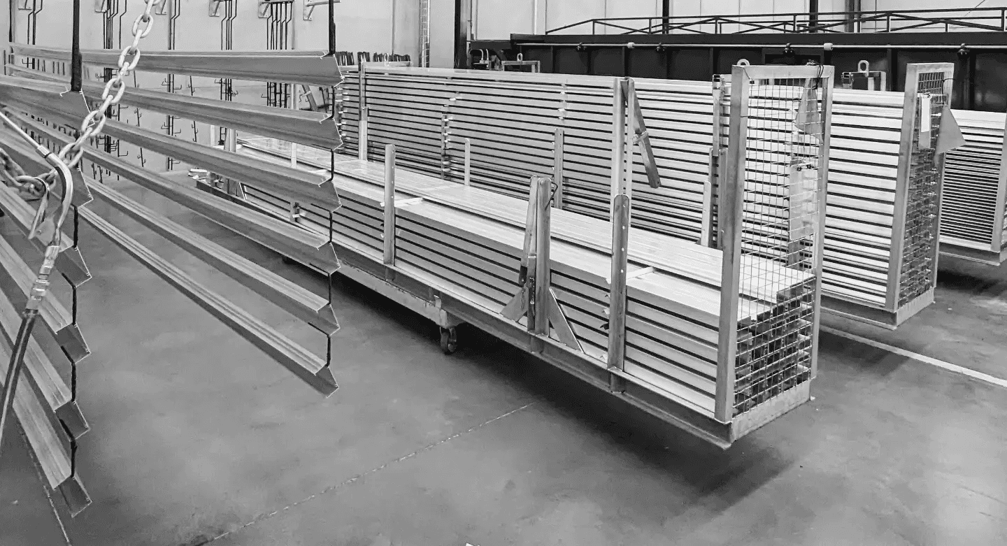 stack of aluminium extrusion with alot of pattern and shape