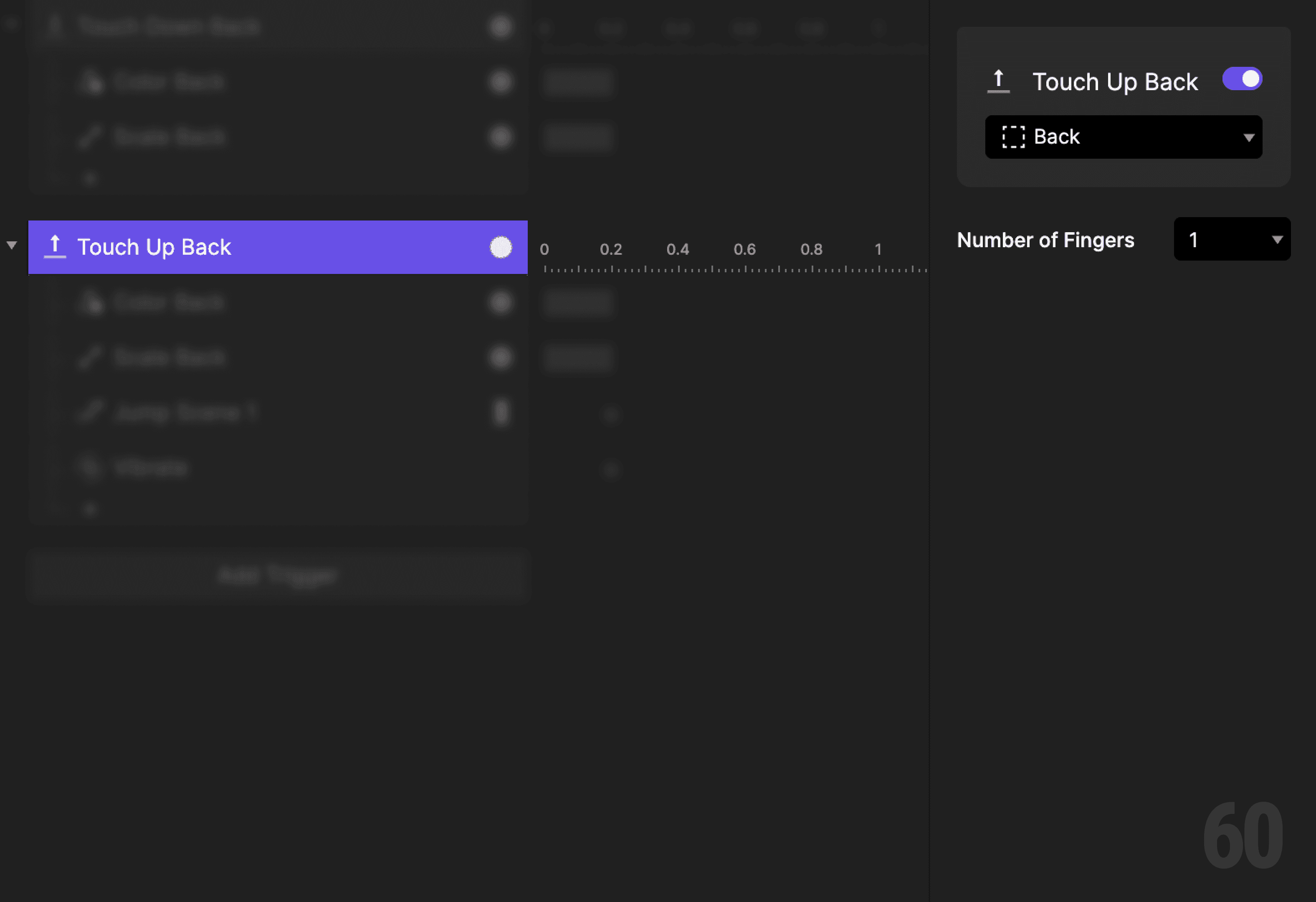 This is a screenshot of Step 12: Add touch up trigger.