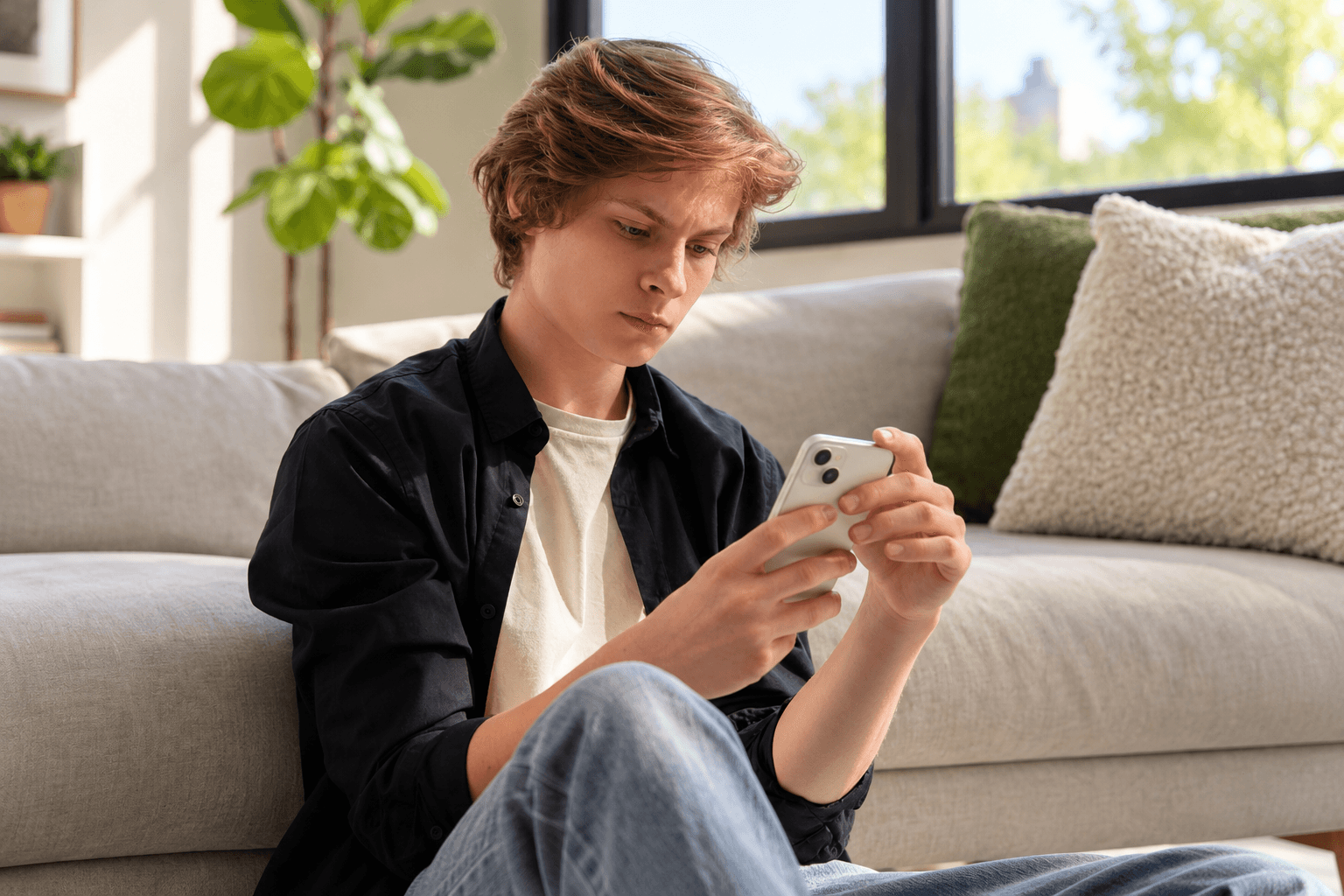 Έφηβος χρησιμοποιεί smartphone