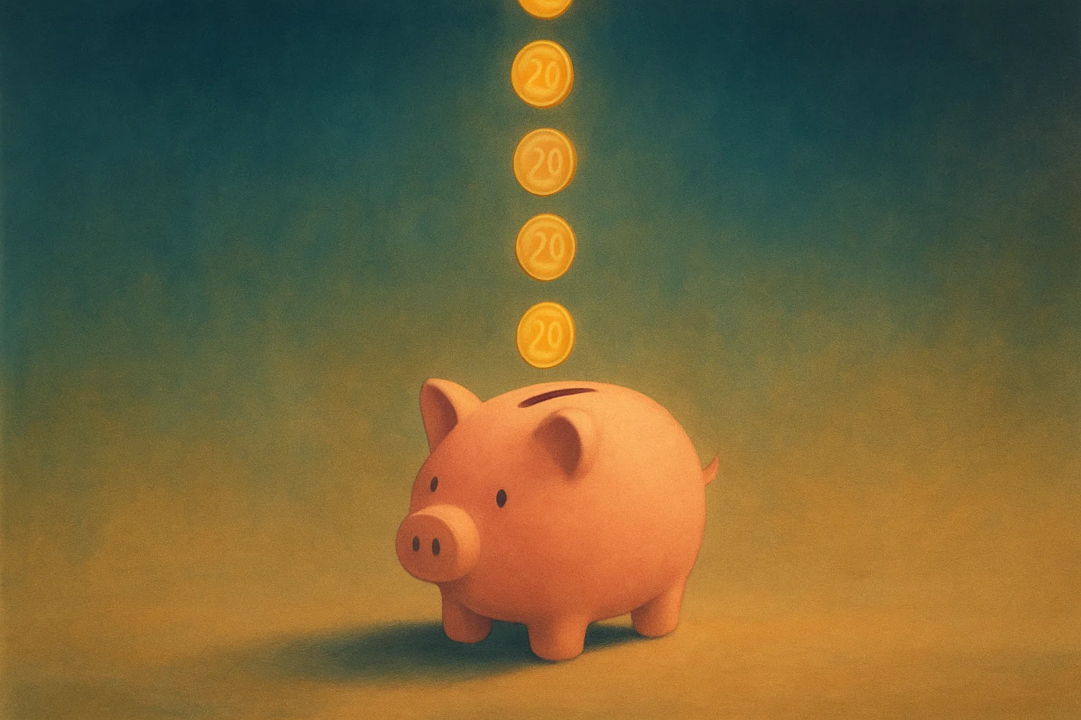 The piggy bank saves 20% CPC from the CSS and receives the coins thrown in.