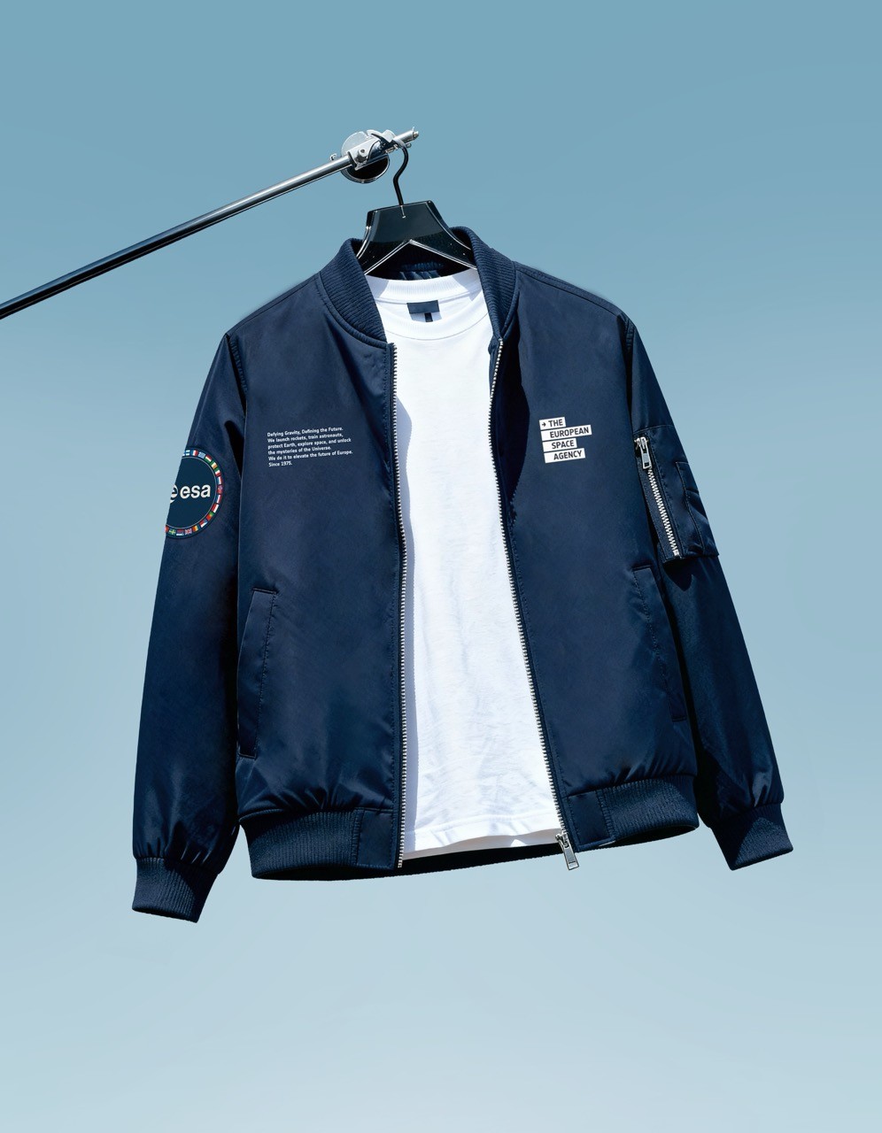 Blouson bomber bleu marine ESA pour l'Agence spatiale européenne