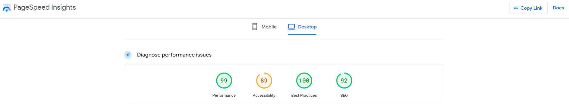 website speed test from google pagespeed insights
