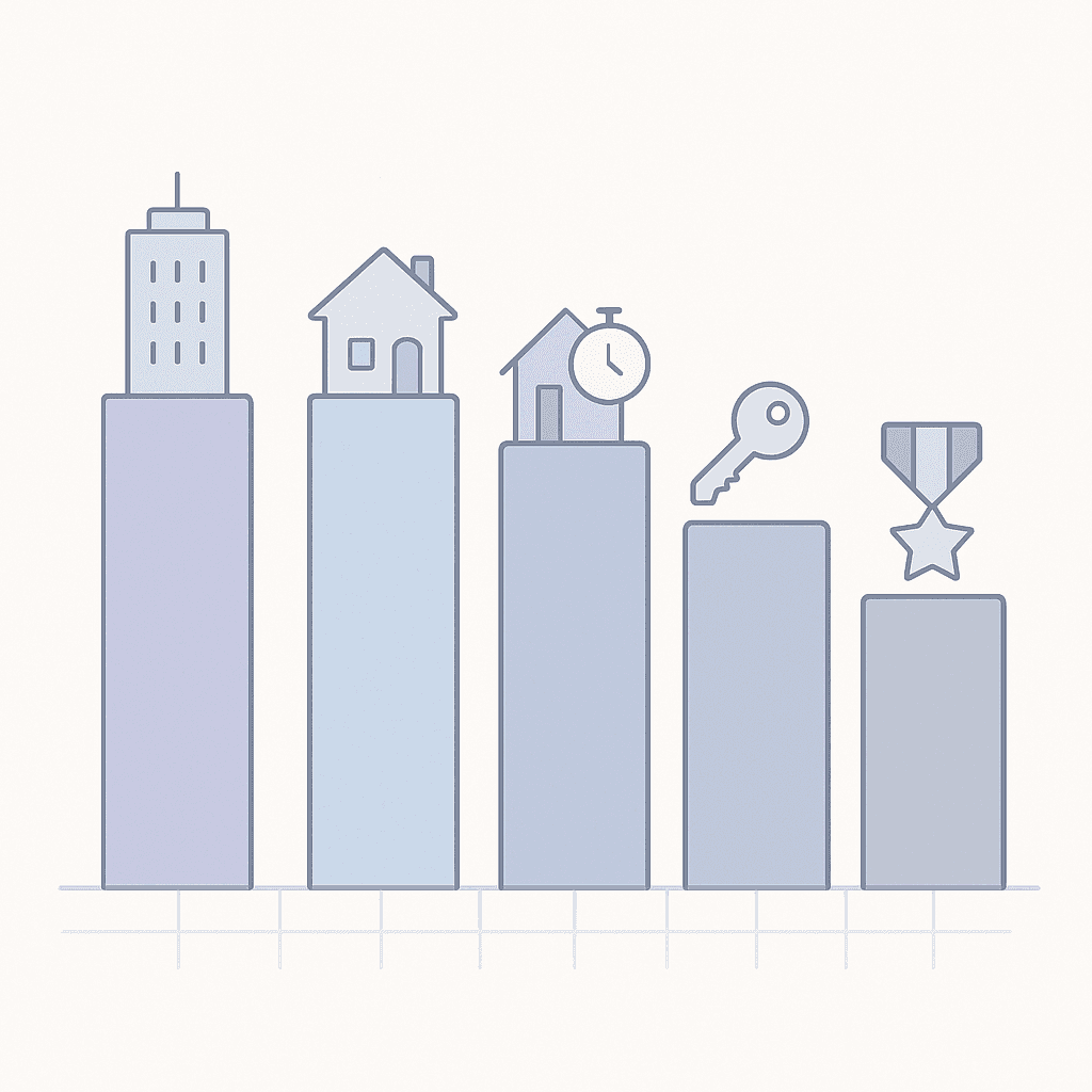 Icon-based bar chart comparing relative mortgage rates for jumbo, fixed, FHA and VA loans
