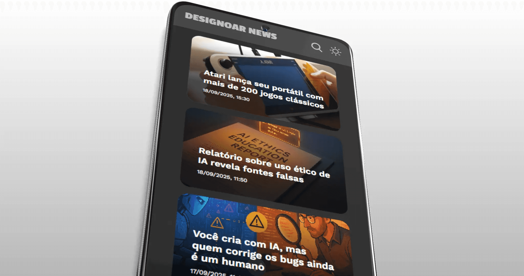 Mobile dashboard interface displayed on a smartphone floating against a dark background, showing key metrics, alerts, and activity summaries.