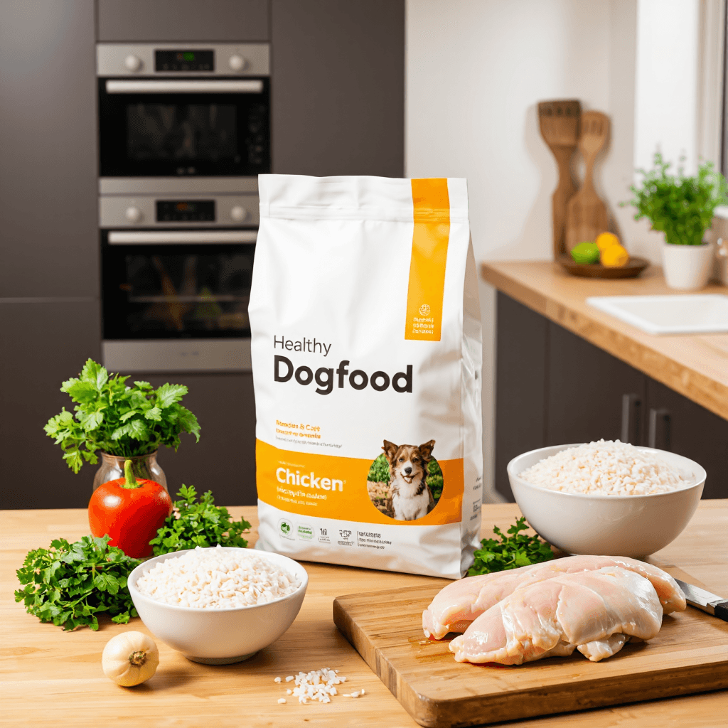 product photography of a bag of dog food