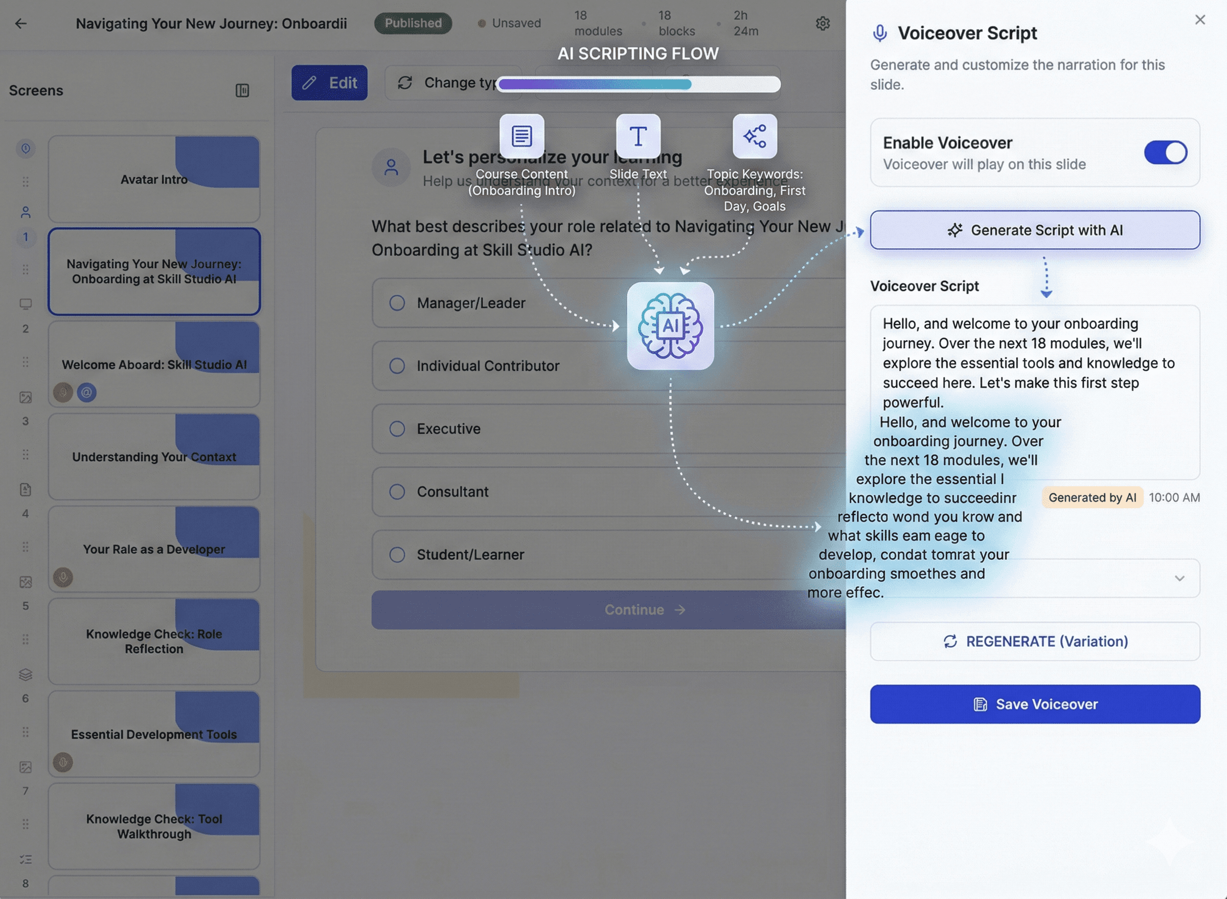 Dynamic SCORM export
