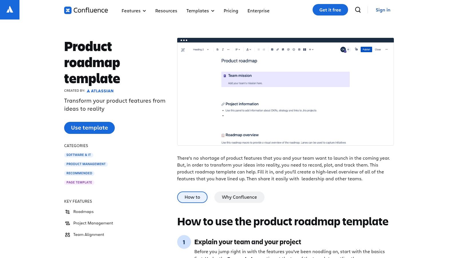 Atlassian Confluence (Product Roadmap Template)