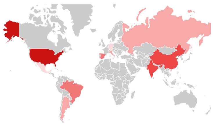 Dépendances mondiales du Vénézuela en Rang 1 en 2024