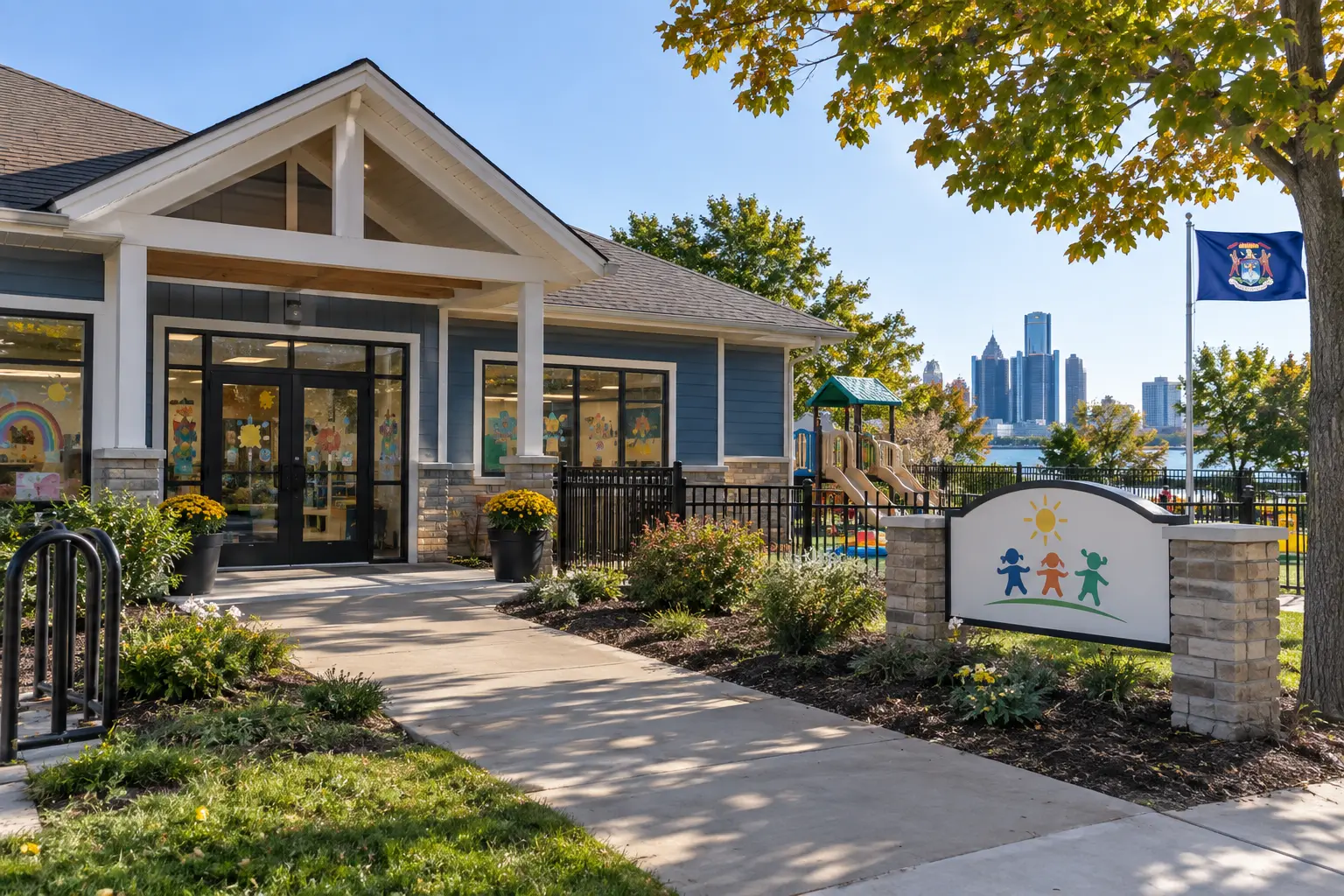 the outside of a child care center in michigan