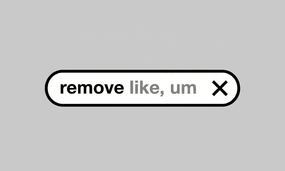 AI video editing tool automatically removing filler words like “um” and “uh” from spoken dialogue in a video timeline.