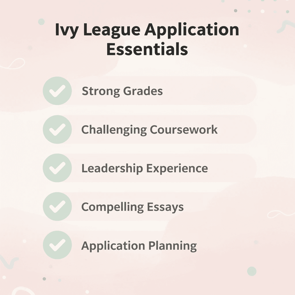  Checklist of six Ivy League application requirements