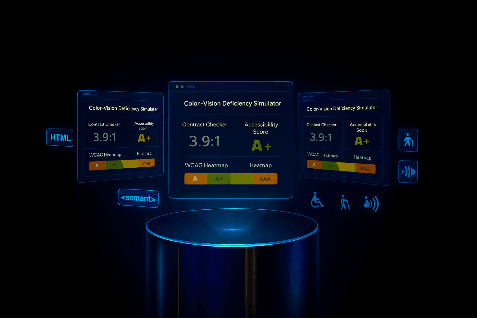 Comparison dashboard of different color-vision deficiency simulators tested for accuracy