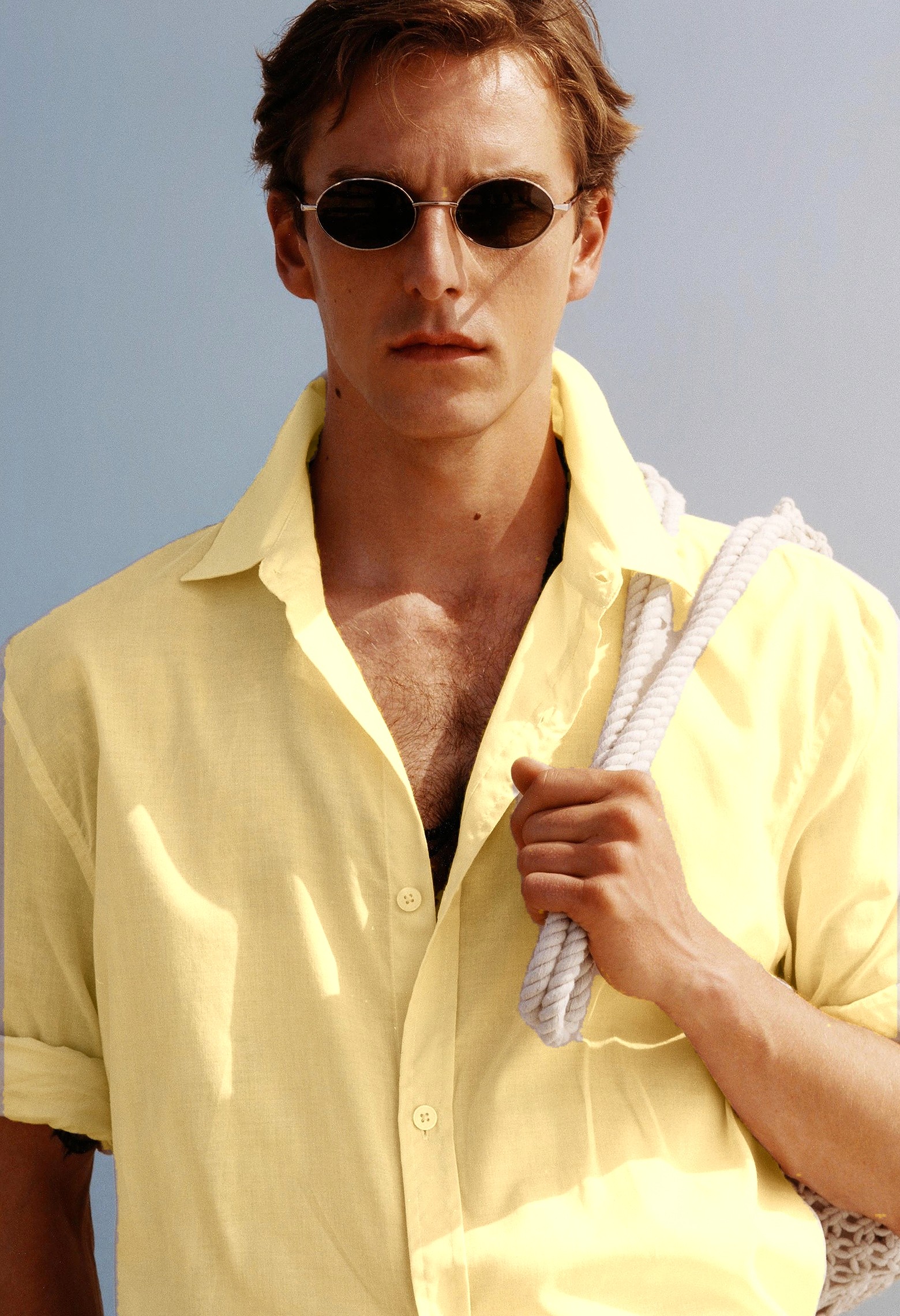 recolored on model catalog imagery male model yellow