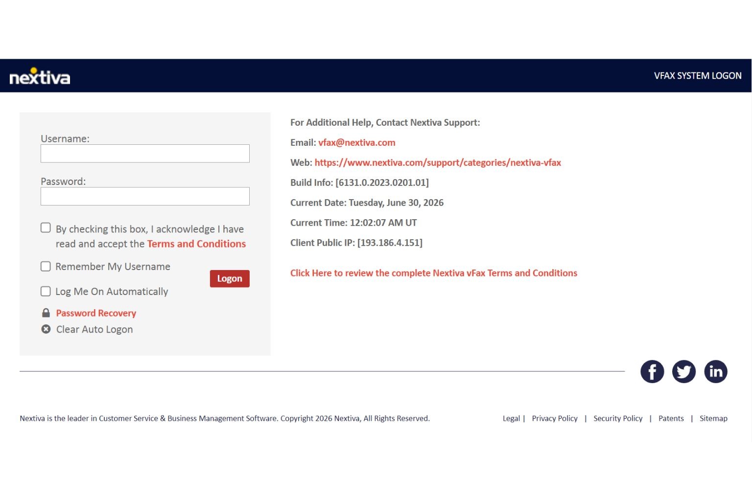 Nextiva vFax Website