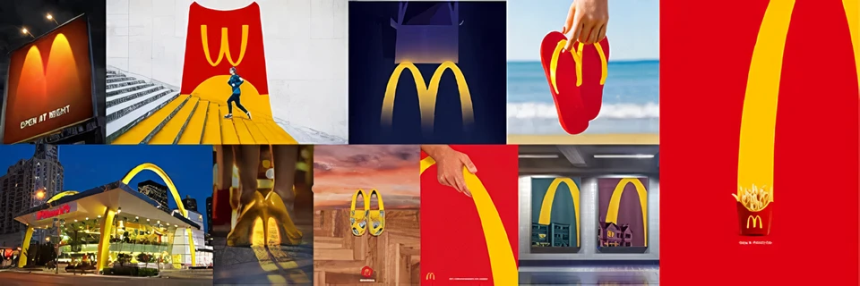 McDonald's logo in various locations