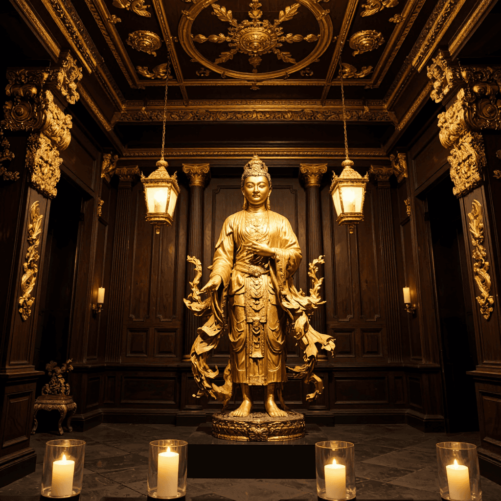 product photography of golden statue