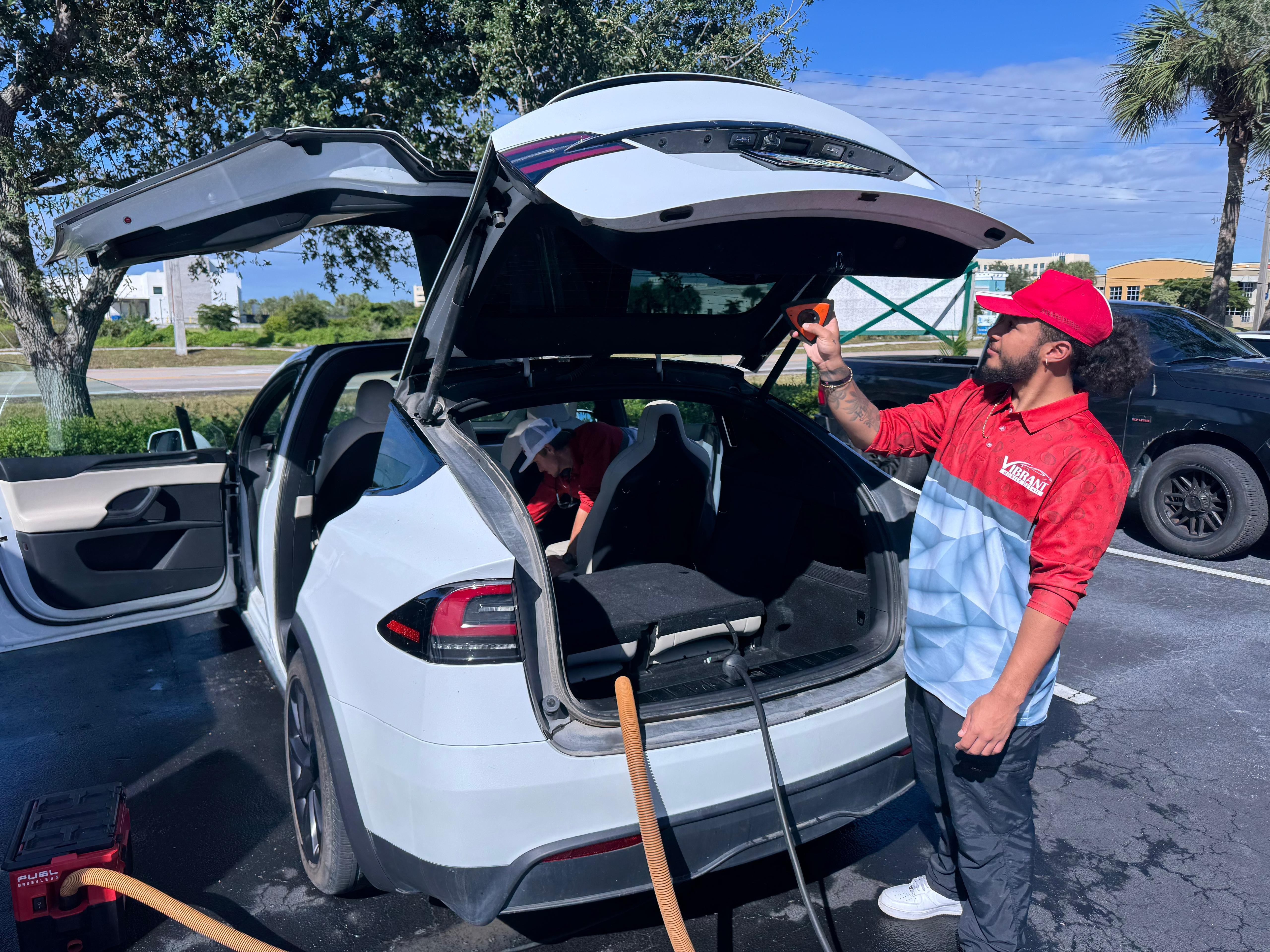 Tesla Model X Plaid paint glossy and mirror-like after dual-action polish and ceramic spray protection