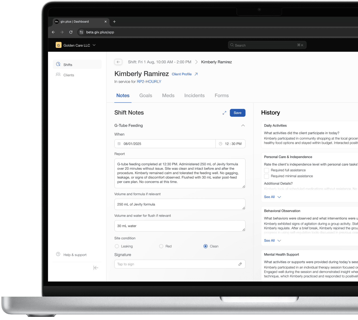 Skilled nursing EHR client charting software.
