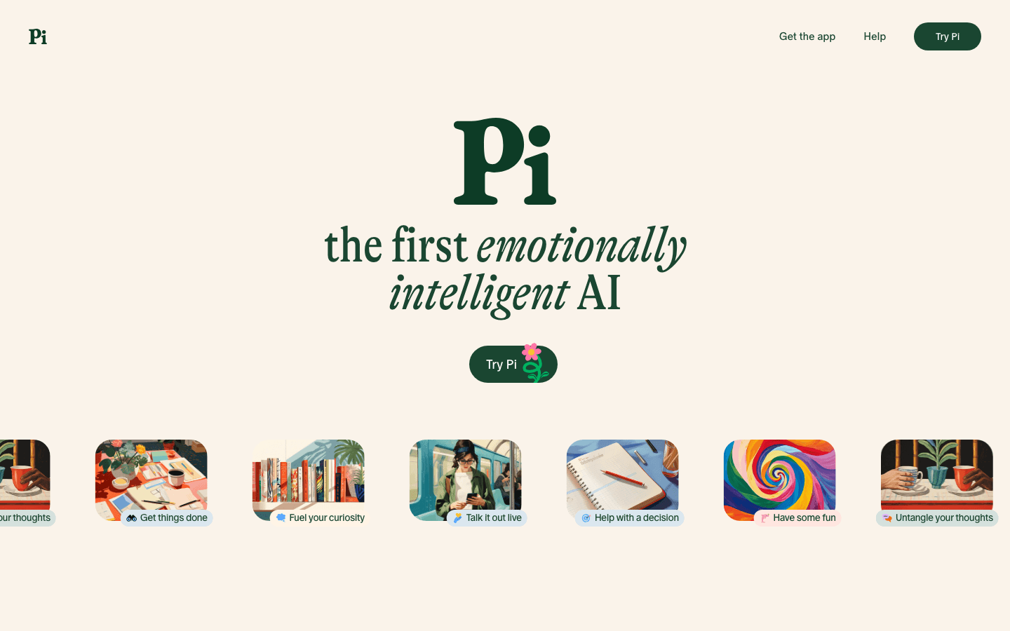 Pi emotionally intelligent AI website