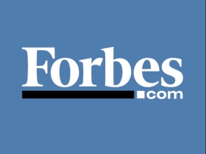 Forbes logo on a light blue background