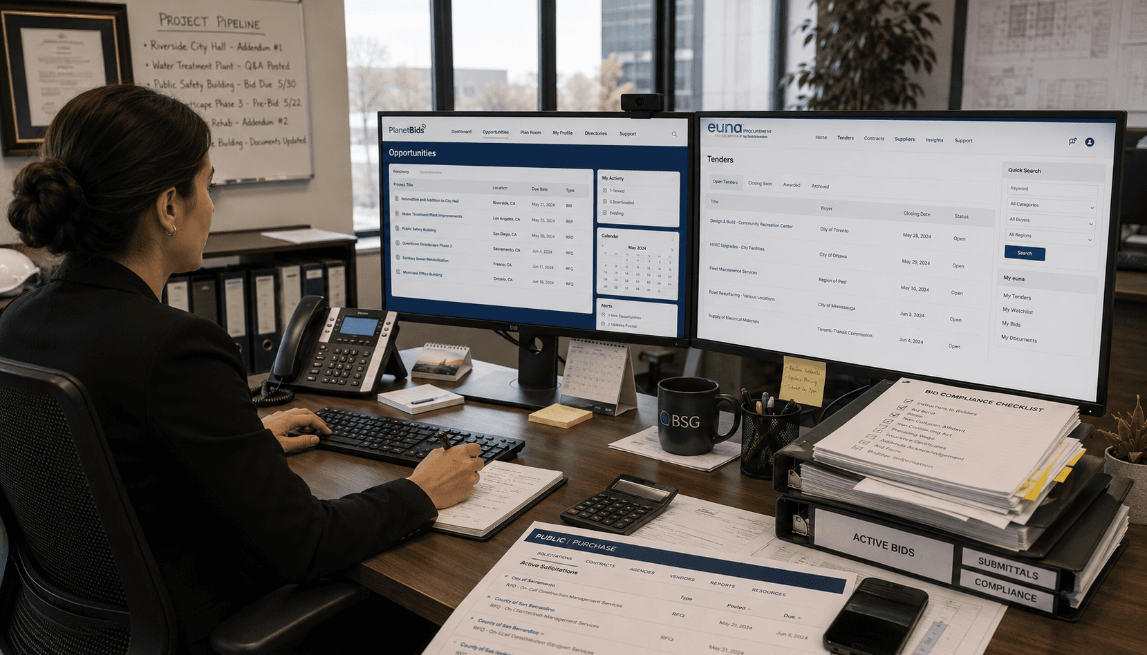 Professional woman reviewing market intelligence