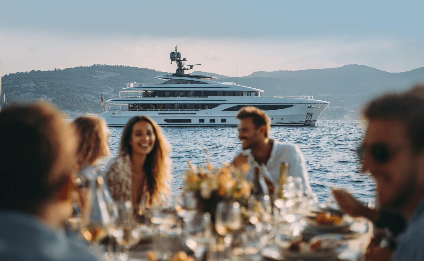 Luxury dining on yacht