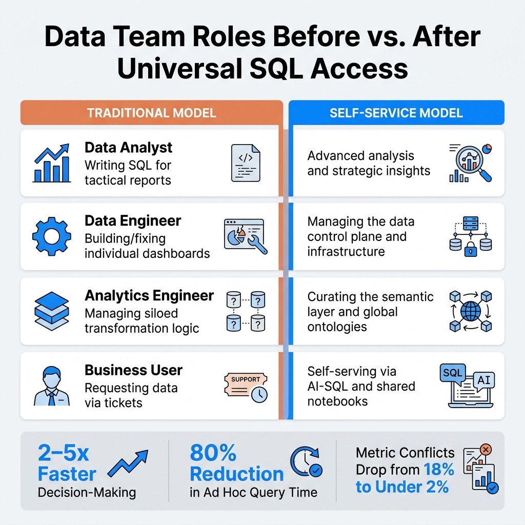 Data Team Roles Before vs. After Universal SQL Access