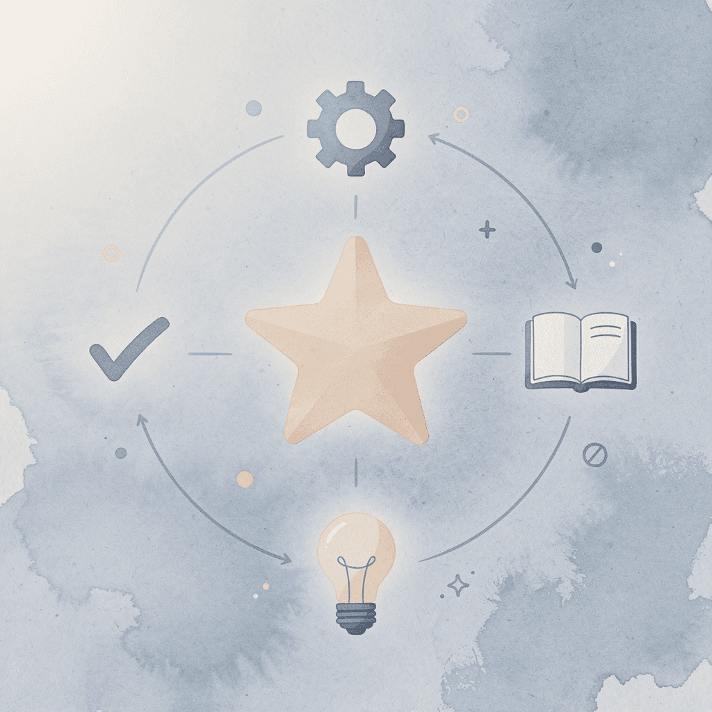 Hub diagram showing brain connected to visual learning elements