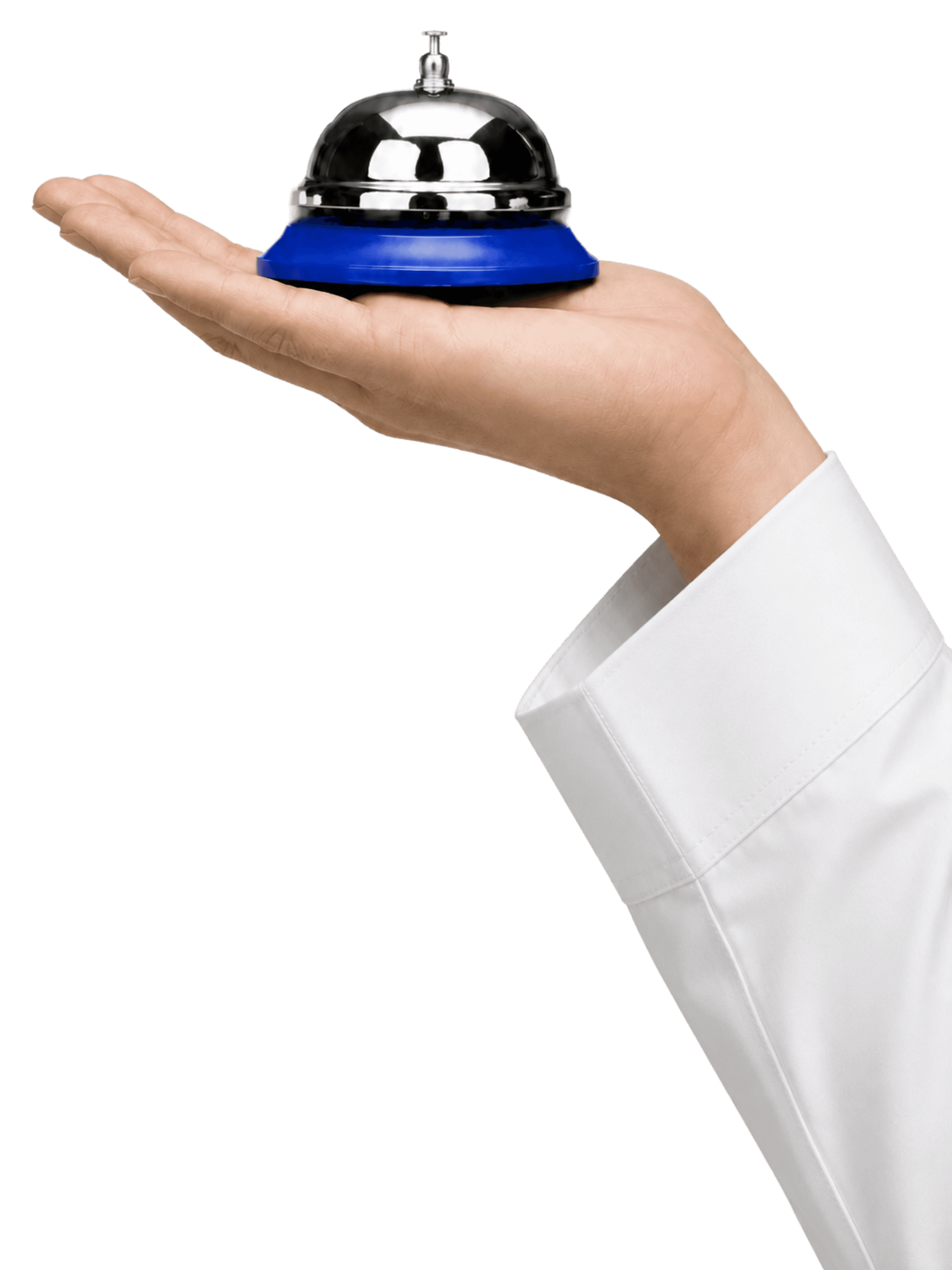 Hand holding service bell