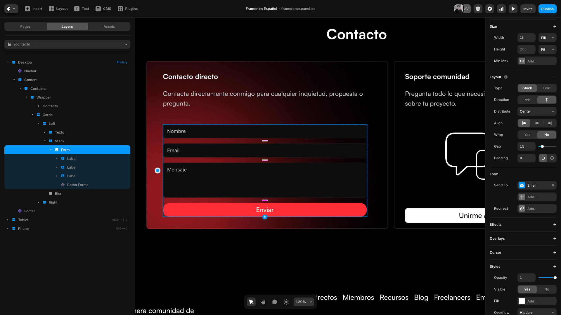 Formulario en Framer
