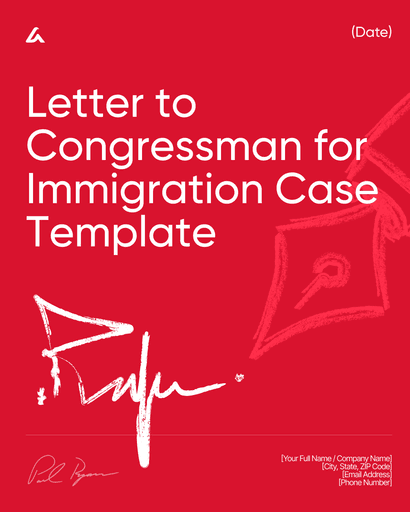 Letter to Congressman for Immigration Case Template