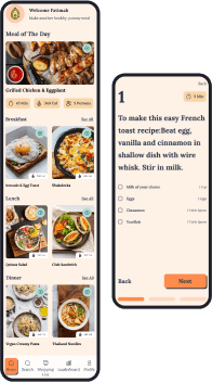 picture of healthy food recipes app ui design 