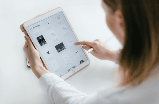 A lady operating the tablet